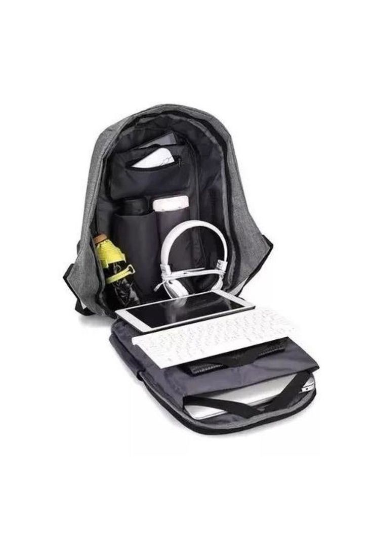 Mochila antirrobo con seguridad ajustable acolchada gris-4