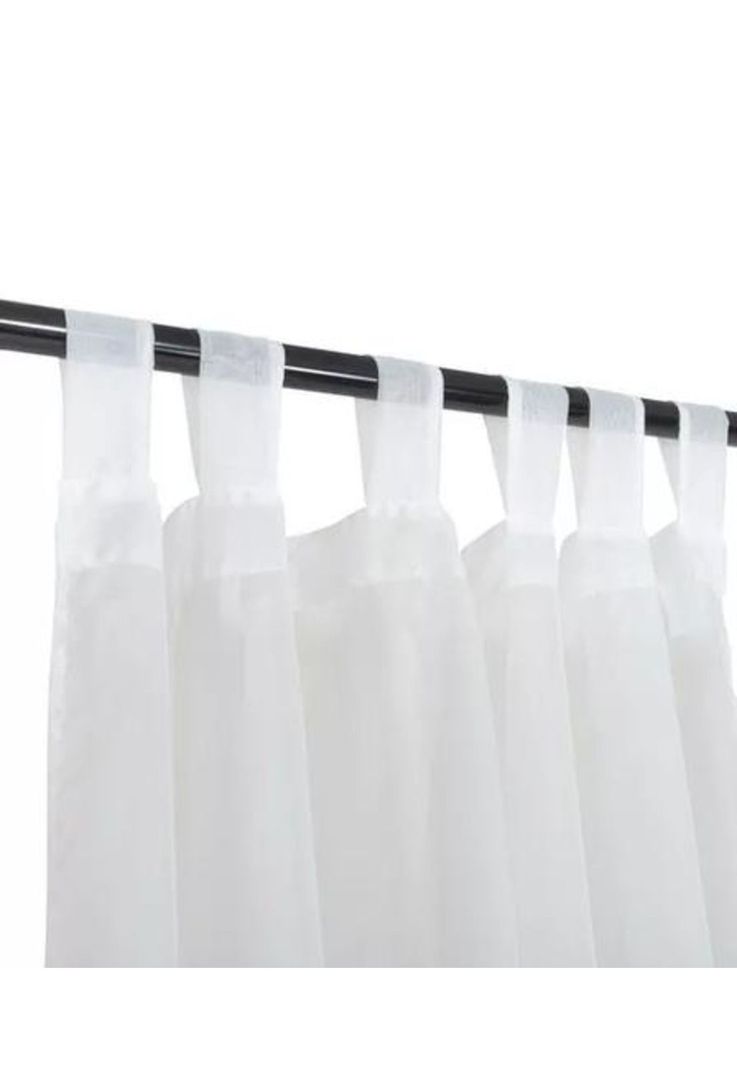 Set cortina velo liso presilla 145x230 cm, color marfil-0