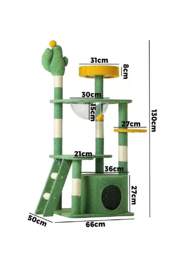 Rascador torre arbol gatos yute cactus hamaca escalera verde-1