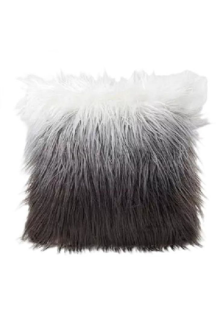 Fundas de cojín peluditas 45x45 cm color gris con blanco-0