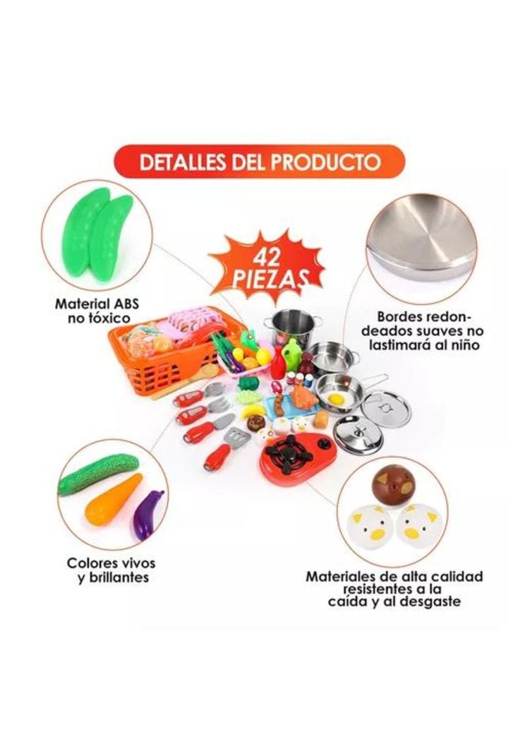Cocina de juguetes 42 piezas set kits y comidas multicolor-2