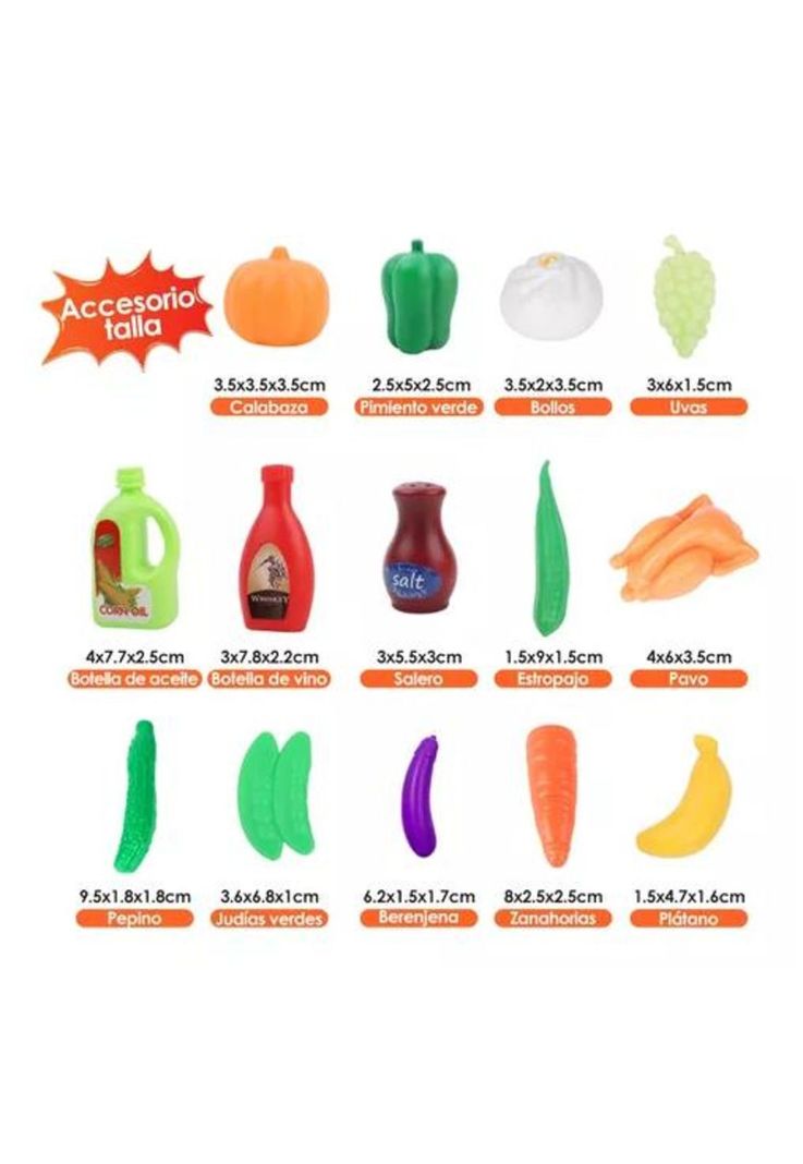 Cocina de juguetes 42 piezas set kits y comidas multicolor-4