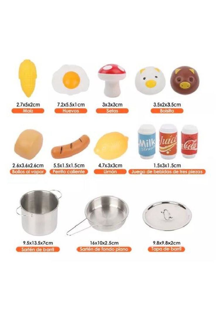 Cocina de juguetes 42 piezas set kits y comidas multicolor-5
