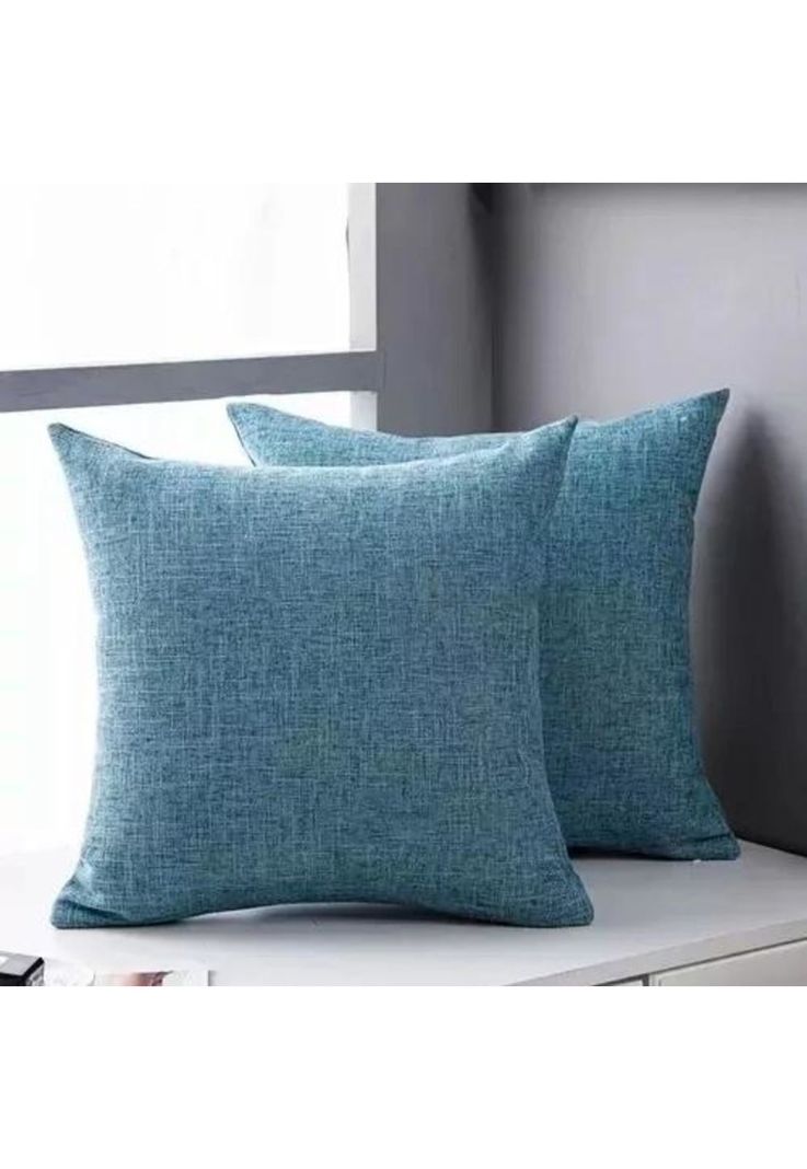Pack de 6 Fundas de Cojín con Diseños y Colores 43x43 cm Lino Azul-1