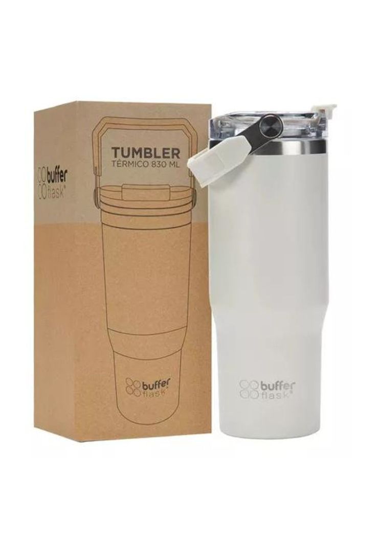 Vaso tumbler mug térmico, botella de agua, buffer, acero inoxidable, color ivory-0