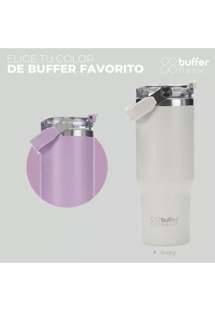 Vaso tumbler mug térmico, botella de agua, buffer, acero inoxidable, color ivory-5