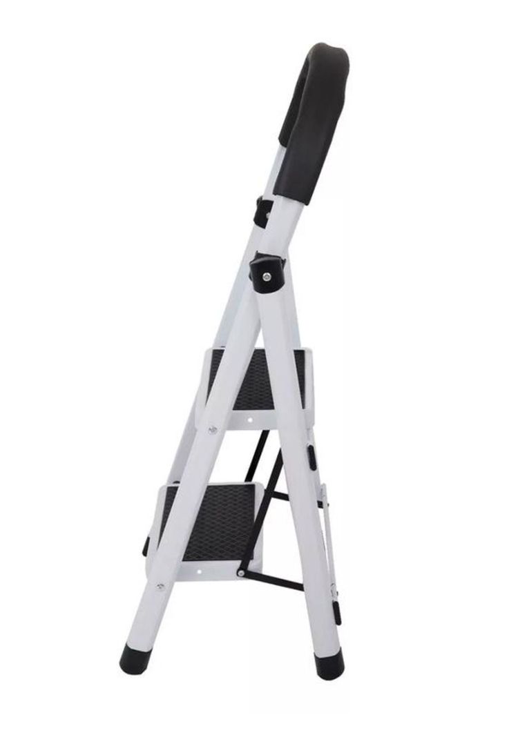 Escalera de acero plegable con 2 escalones color negro-1