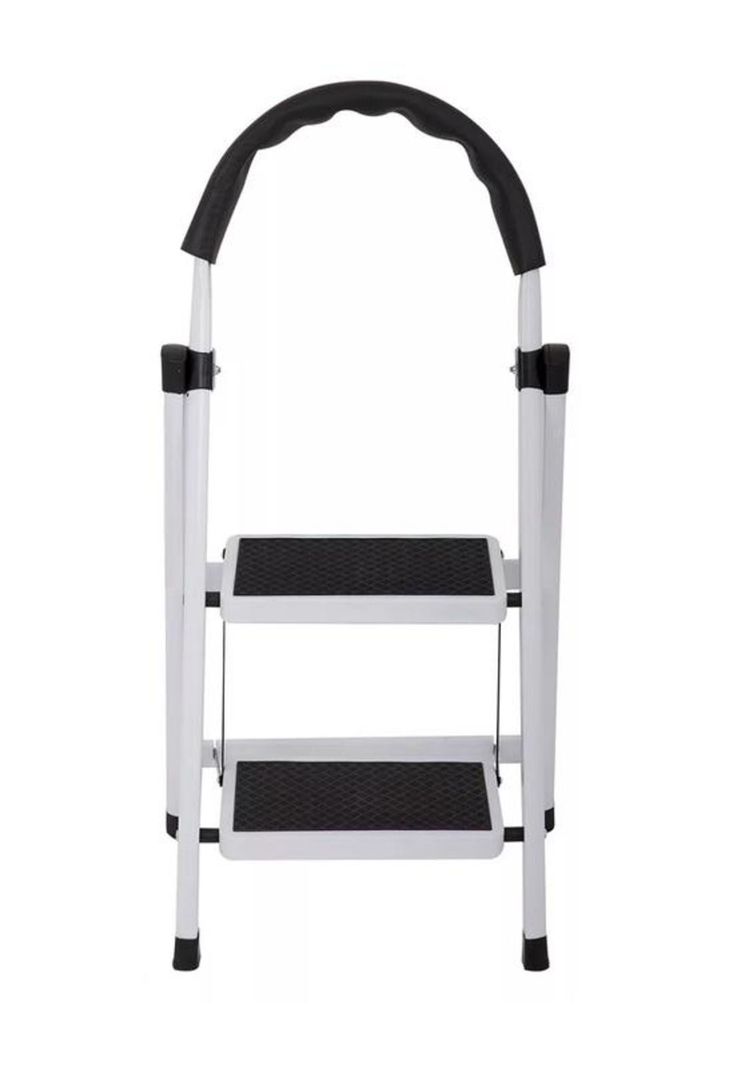 Escalera de acero plegable con 2 escalones color negro-2