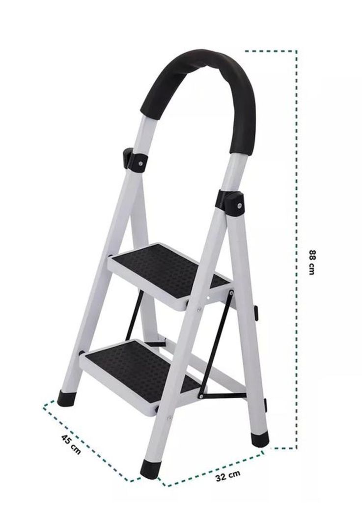 Escalera de acero plegable con 2 escalones color negro-3