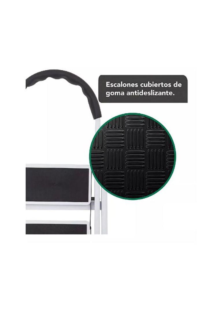 Escalera de acero plegable con 2 escalones color negro-5