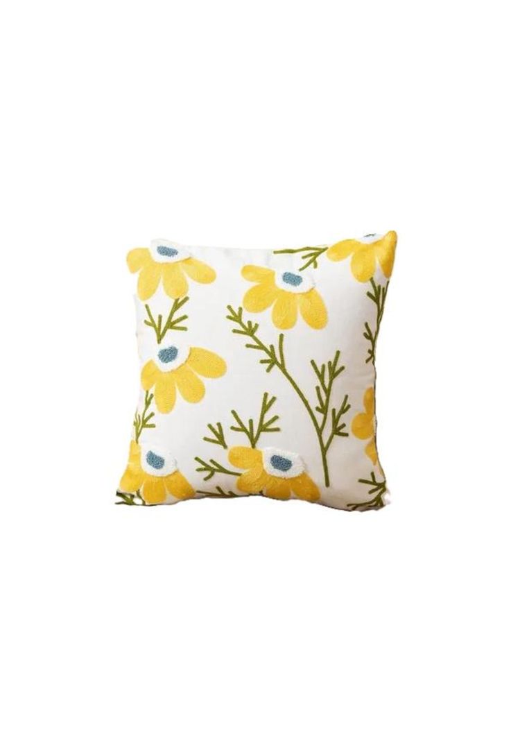 Pack de 4 Fundas para Cojines Sin Relleno con Diseños Bordados Amarillo-0
