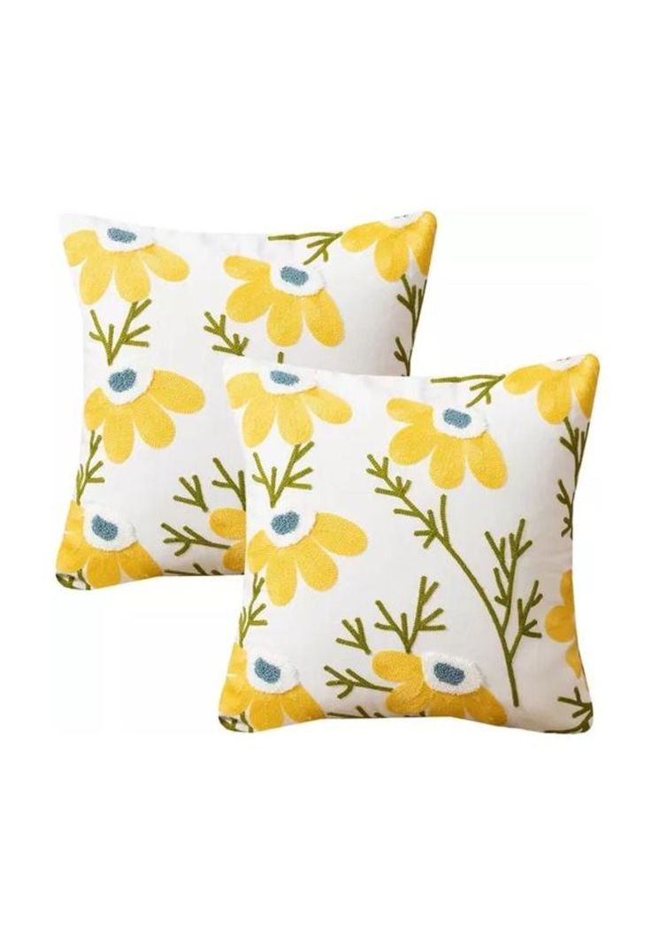 Pack de 4 Fundas para Cojines Sin Relleno con Diseños Bordados Amarillo-1