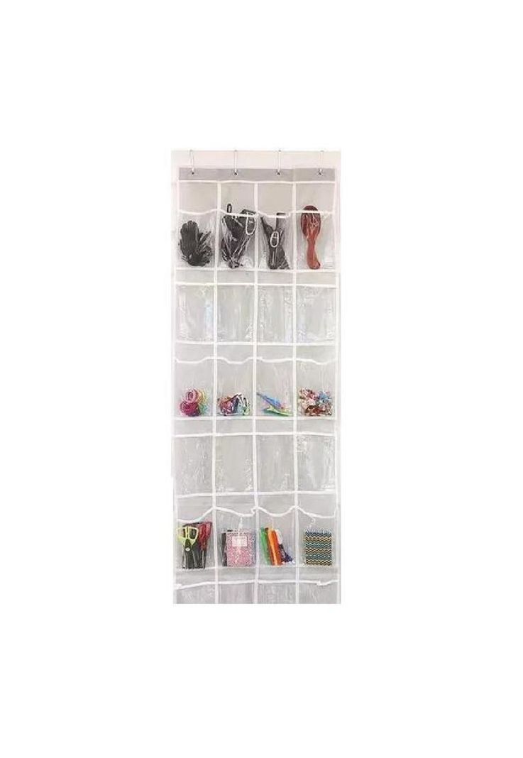 Organizador de zapatos para colgar sobre puerta transparente-0