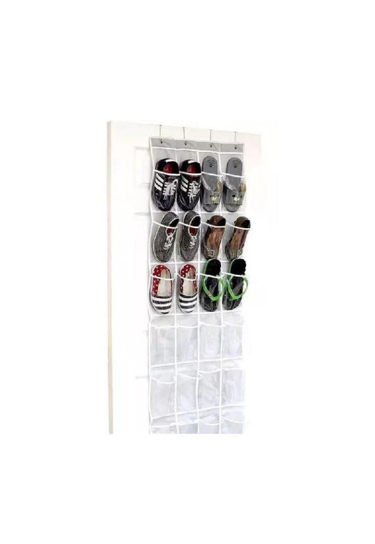 Organizador de zapatos para colgar sobre puerta transparente-1