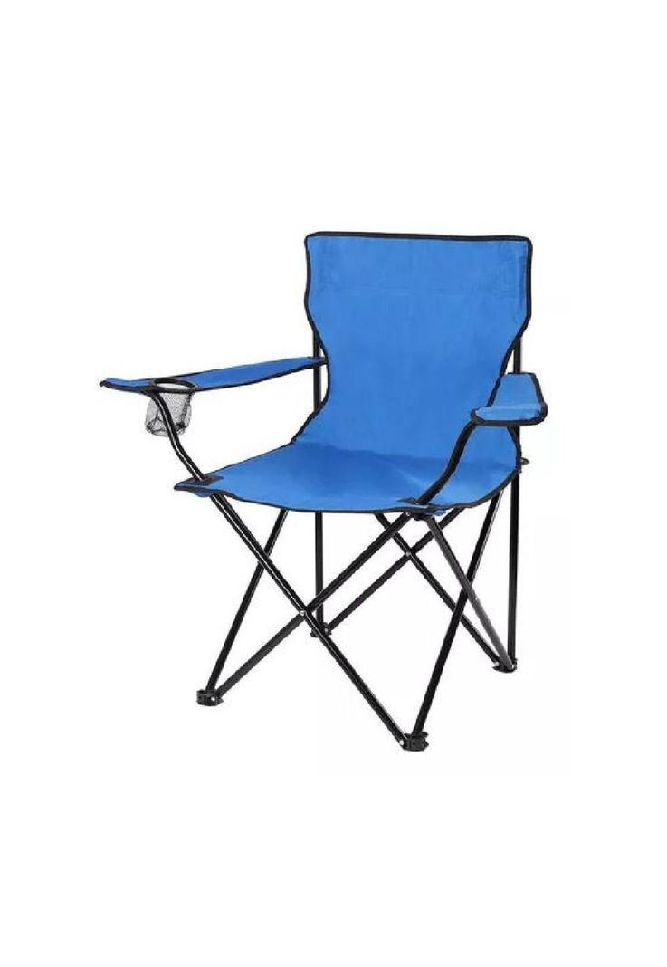 Silla plegable con porta vaso color celeste-0