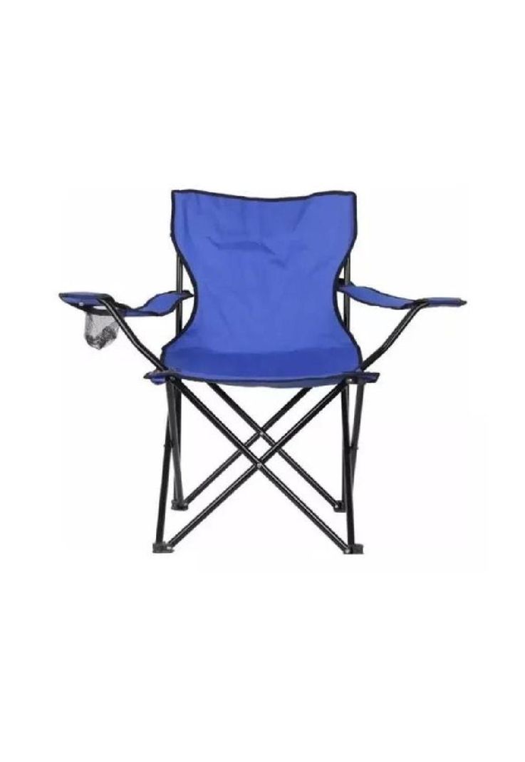Silla plegable con porta vaso color celeste-3
