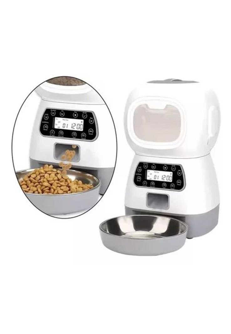 Dispensador Automático de Alimentos para Mascotas - Color Blanco-1