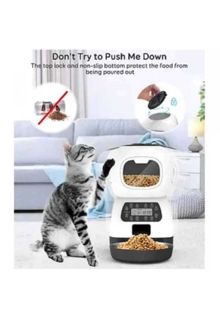 Dispensador Automático de Alimentos para Mascotas - Color Blanco-4