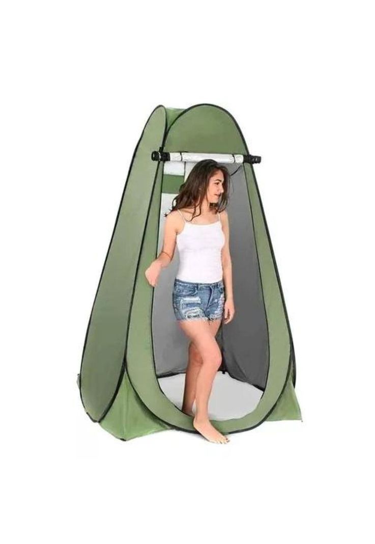 Carpa caseta de baño y vestidor portátil para camping, 1 persona, color verde-0