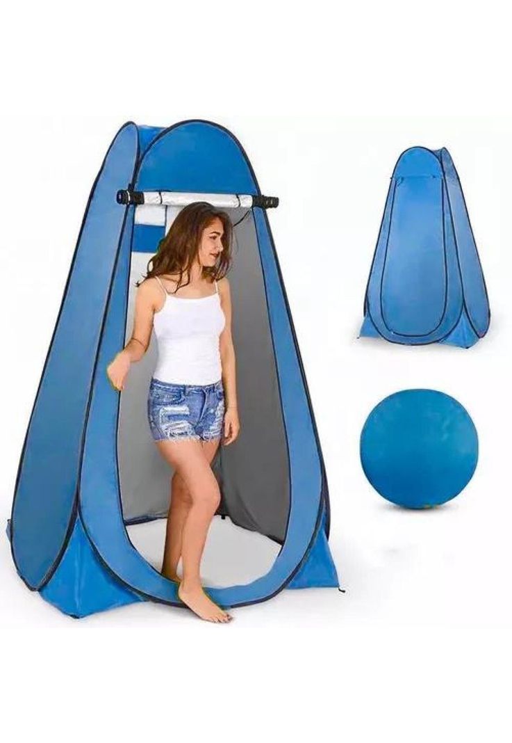 Carpa caseta de baño y vestidor portátil para camping, 1 persona, color verde-3