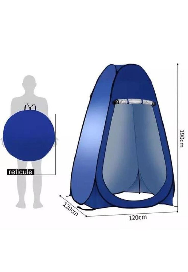 Carpa caseta de baño y vestidor portátil para camping, 1 persona, color verde-4