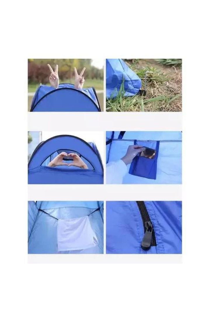 Carpa caseta de baño y vestidor portátil para camping, 1 persona, color verde-6