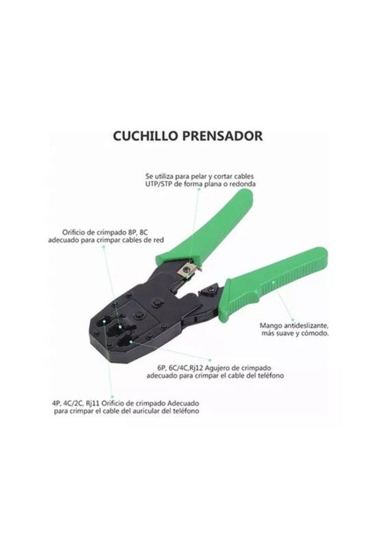 Kit de herramientas cableado redes básico, color negro-1