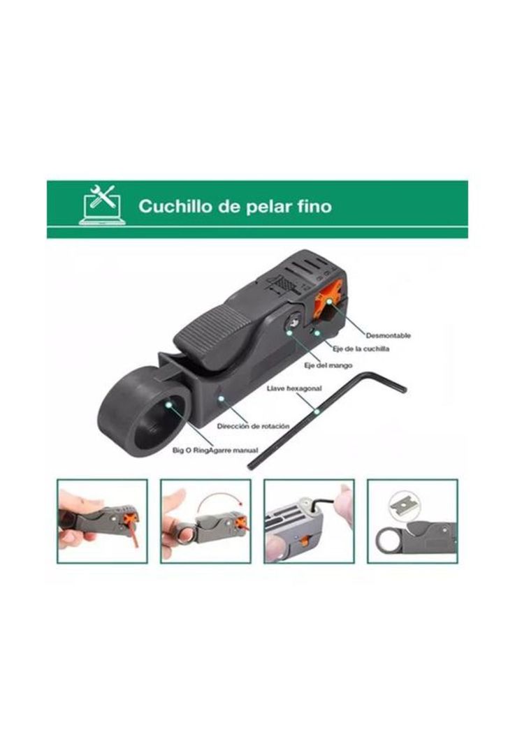 Kit de herramientas cableado redes básico, color negro-6
