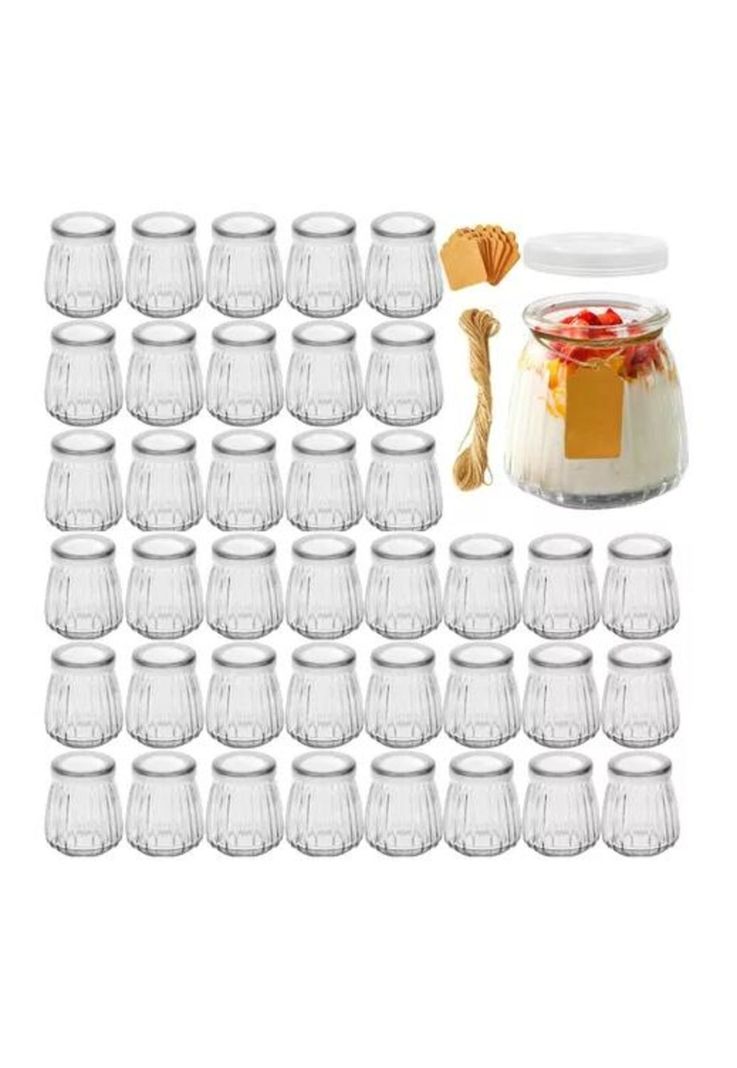 40 Vasos Vidrio Con Tapa Yogurt Postre Sopa 130ml-2