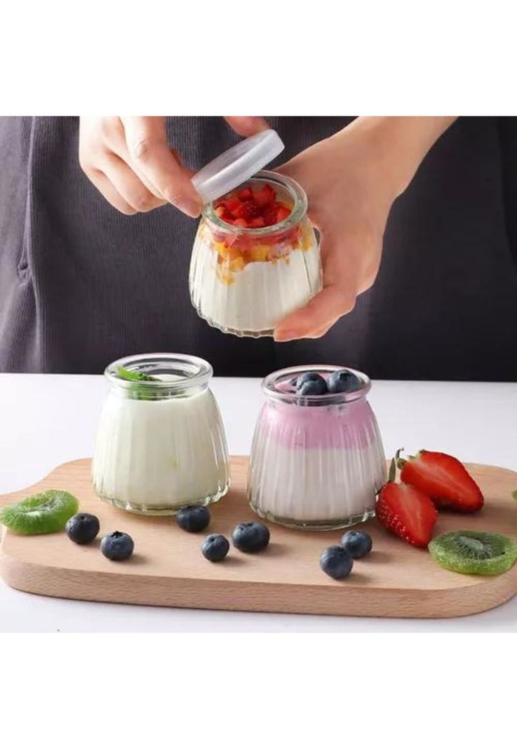 40 Vasos Vidrio Con Tapa Yogurt Postre Sopa 130ml-4