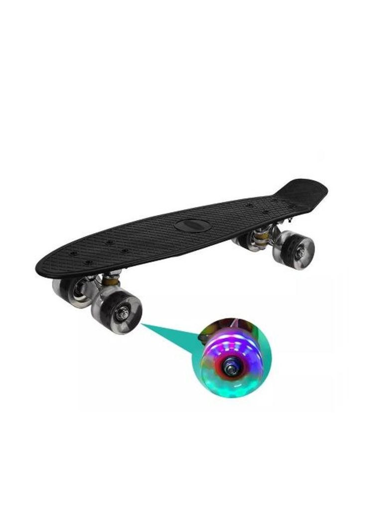 Skate Penny patineta ruedas LED niños, negro-0