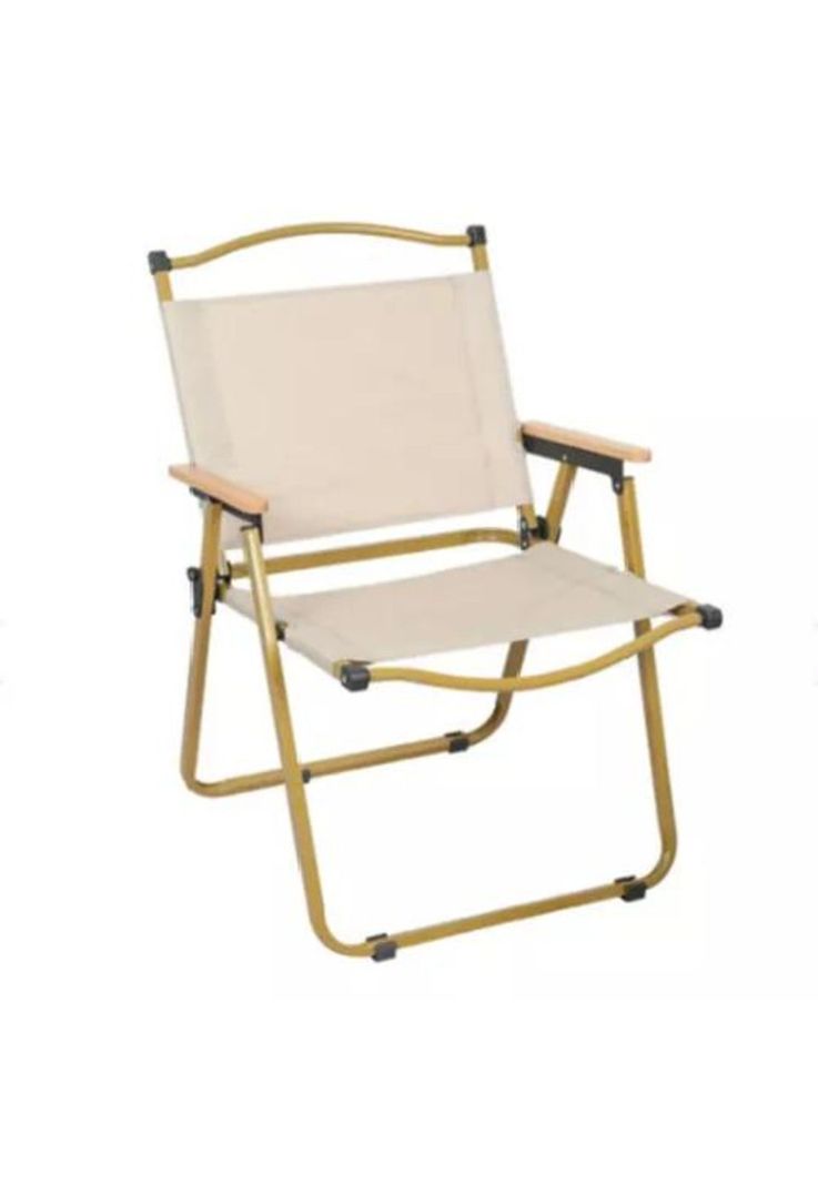 Silla Kermit plegable portátil para camping y pesca crema-0