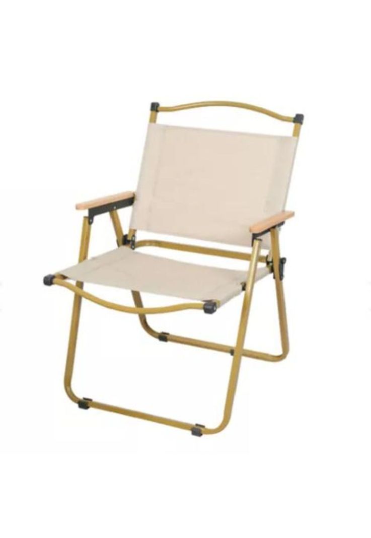 Silla Kermit plegable portátil para camping y pesca crema-1