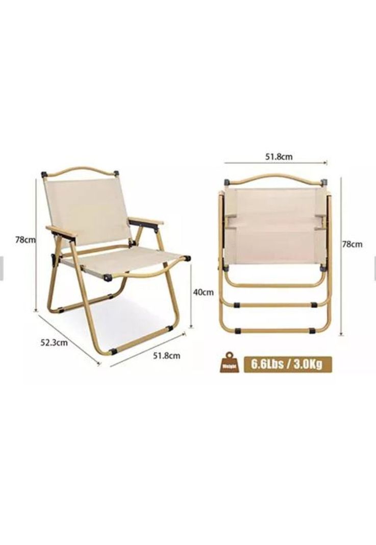 Silla Kermit plegable portátil para camping y pesca crema-3