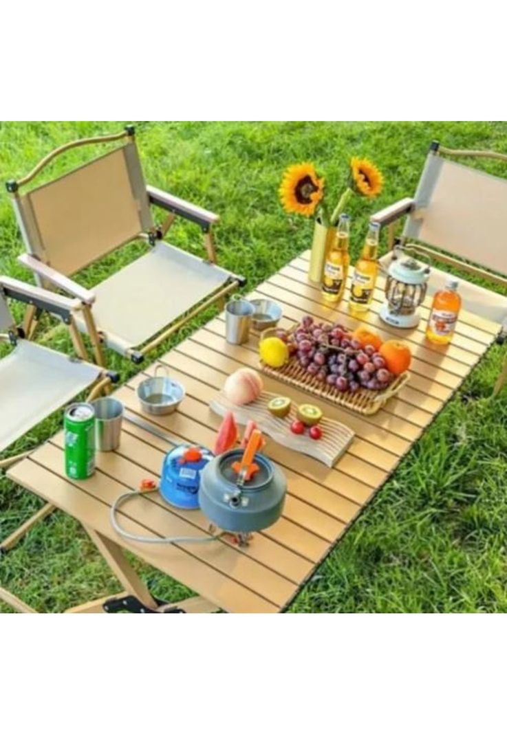 Silla Kermit plegable portátil para camping y pesca crema-4