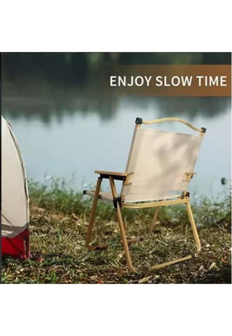 Silla Kermit plegable portátil para camping y pesca crema-5