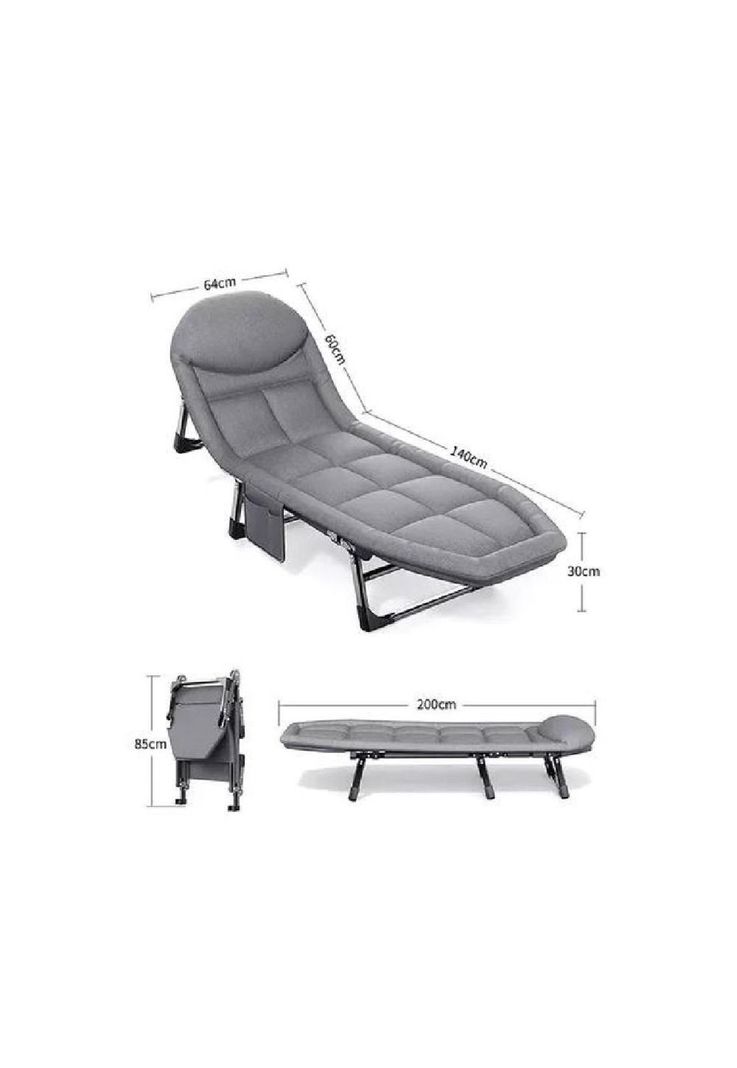 Catre/cama campaña outdoor plegable acolchado gris-1