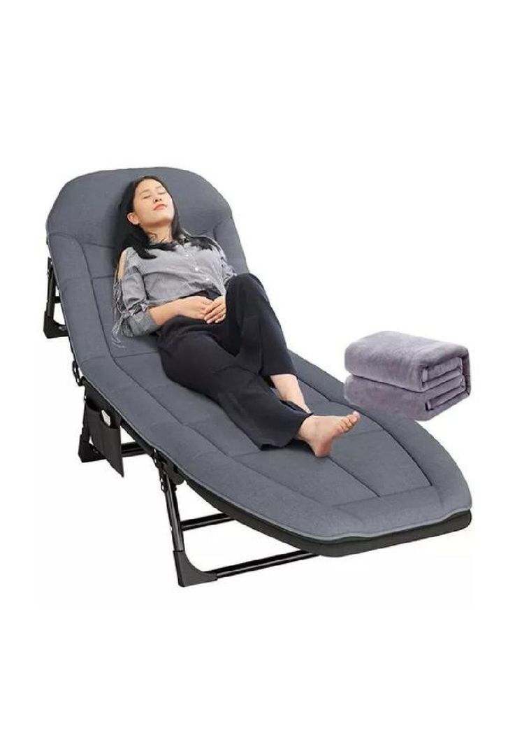 Catre/cama campaña outdoor plegable acolchado gris-5