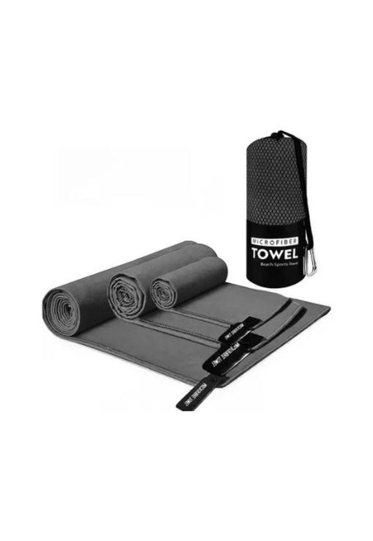 Toalla baño viaje microfibra secado rápido, pcs gris oscuro-0
