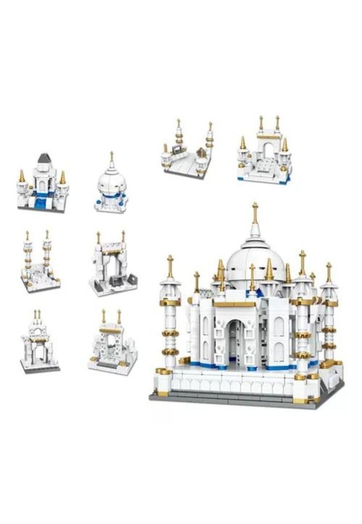 Casa miniatura Taj Mahal de bloques de construcción blanca-1