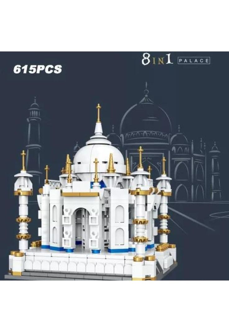 Casa miniatura Taj Mahal de bloques de construcción blanca-3
