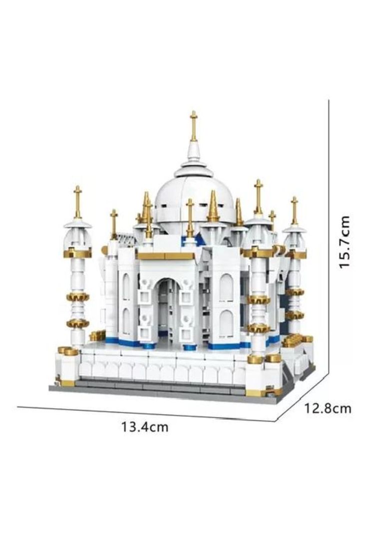 Casa miniatura Taj Mahal de bloques de construcción blanca-4