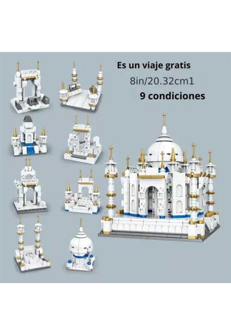 Casa miniatura Taj Mahal de bloques de construcción blanca-5