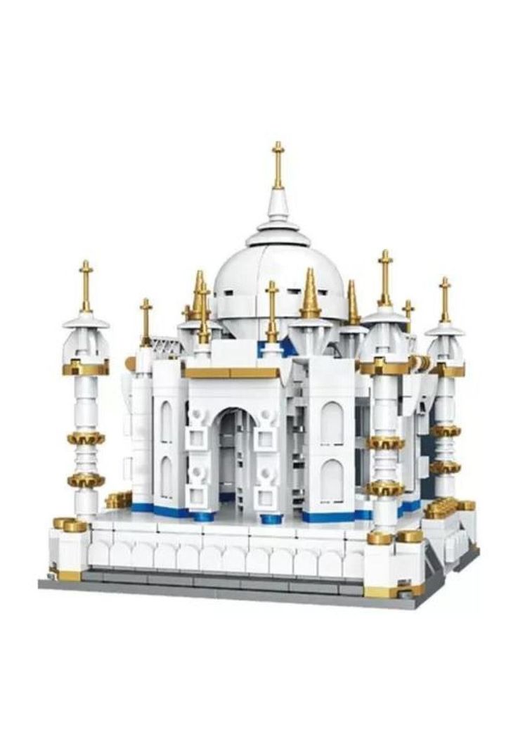 Casa miniatura Taj Mahal de bloques de construcción blanca-0