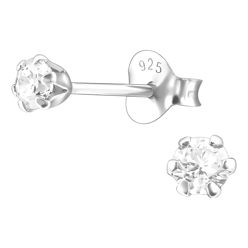 Pendientes Puntos De Luz 3 Mm Circon Plata 925 Brillante #3