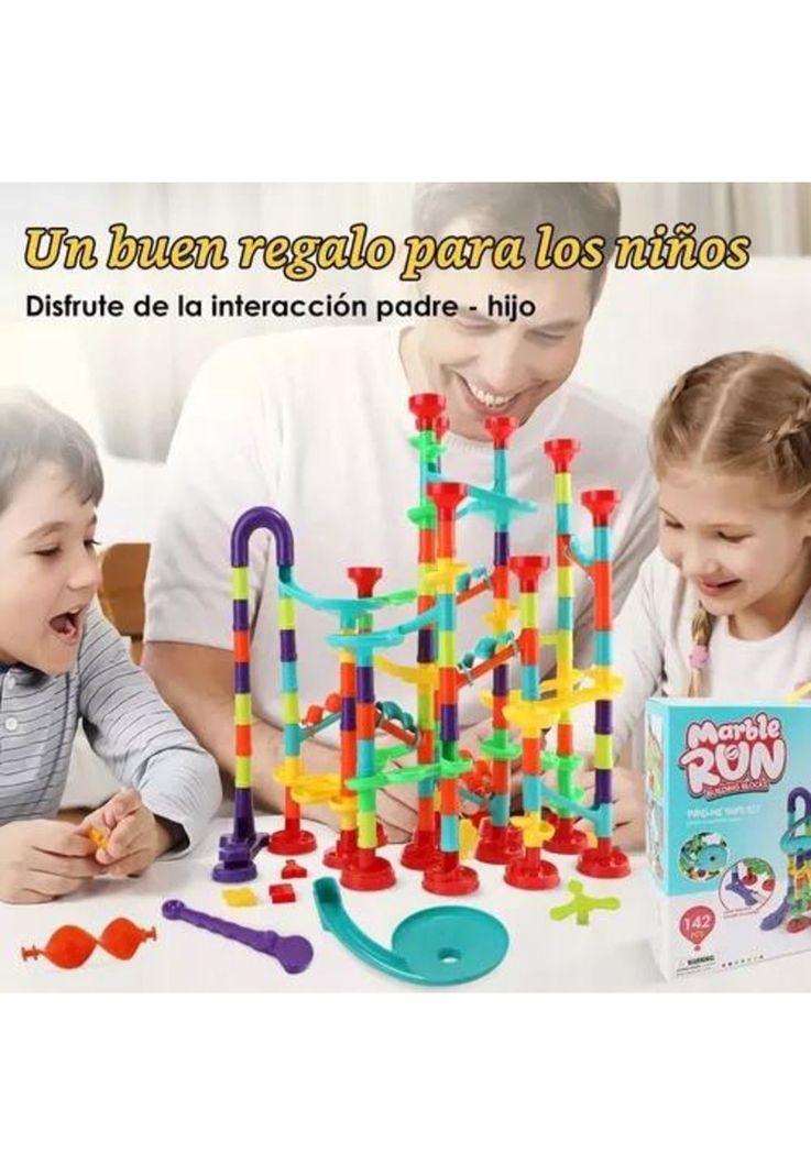 Pista de bolitas 197 piezas, juguetes de bloques de construcción multicolor-2