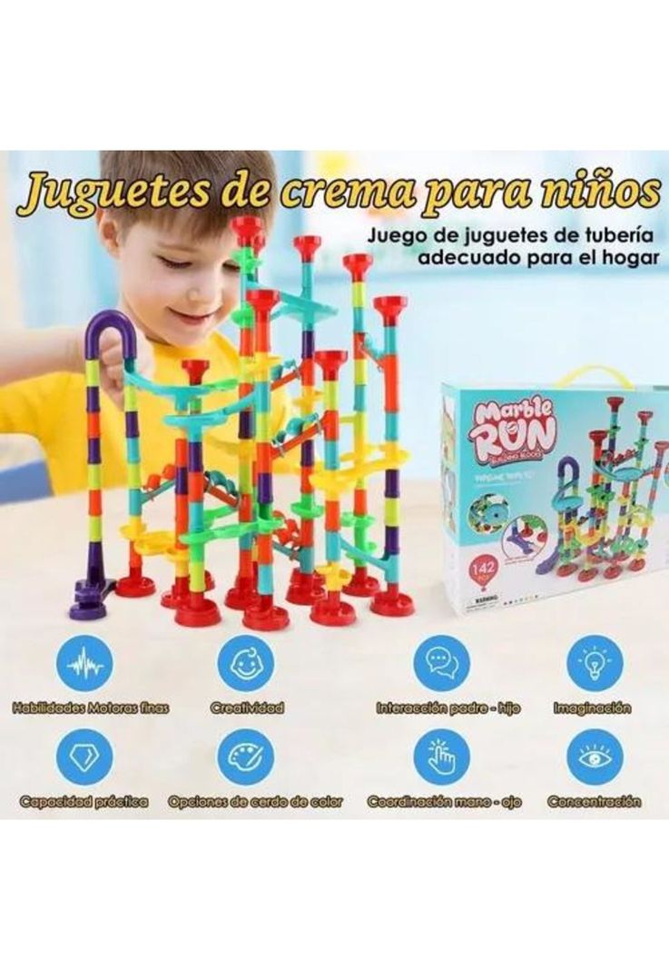 Pista de bolitas 197 piezas, juguetes de bloques de construcción multicolor-3