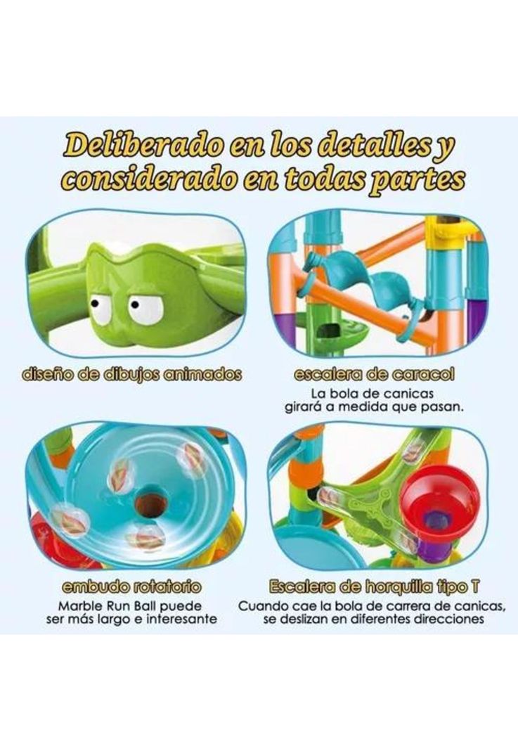 Pista de bolitas 197 piezas, juguetes de bloques de construcción multicolor-4