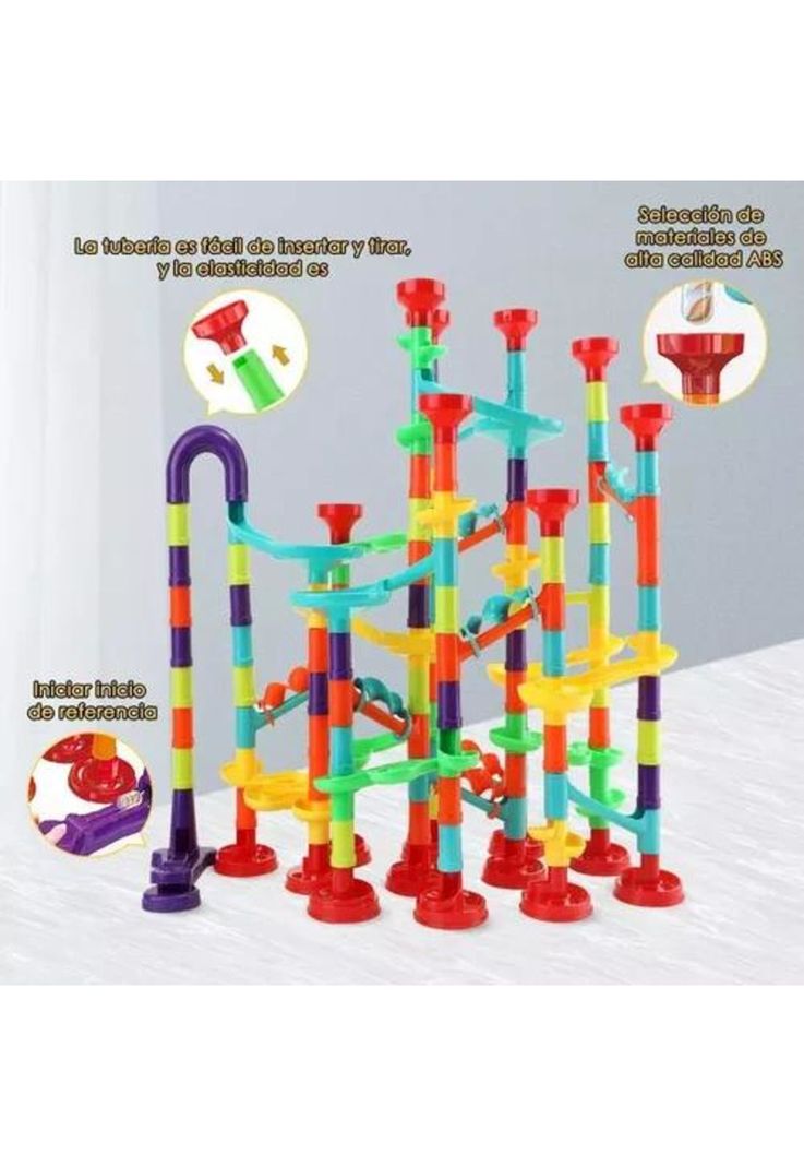 Pista de bolitas 197 piezas, juguetes de bloques de construcción multicolor-5