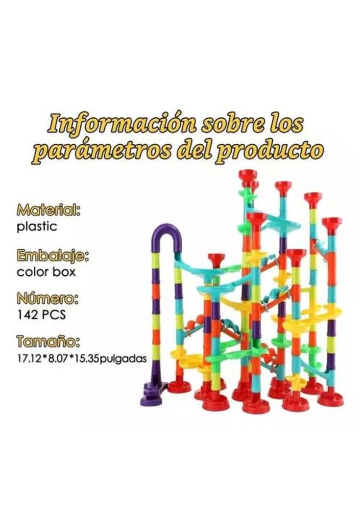 Pista de bolitas 197 piezas, juguetes de bloques de construcción multicolor-6